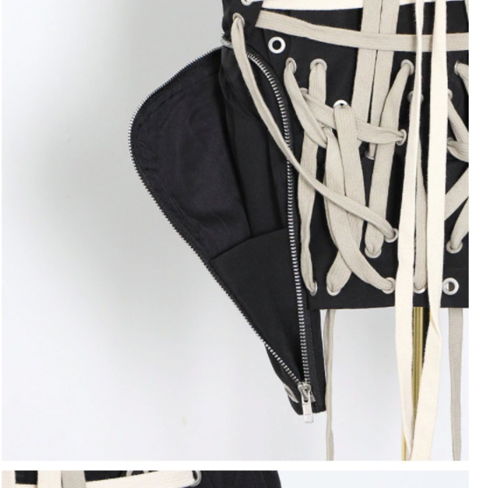 *One Left* Black Lace Up Streetwear Skirt - Picture 3 of 6